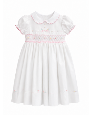 Girls White Smocked Dress