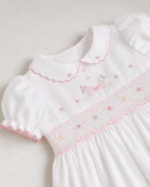 Girls White Smocked Dress