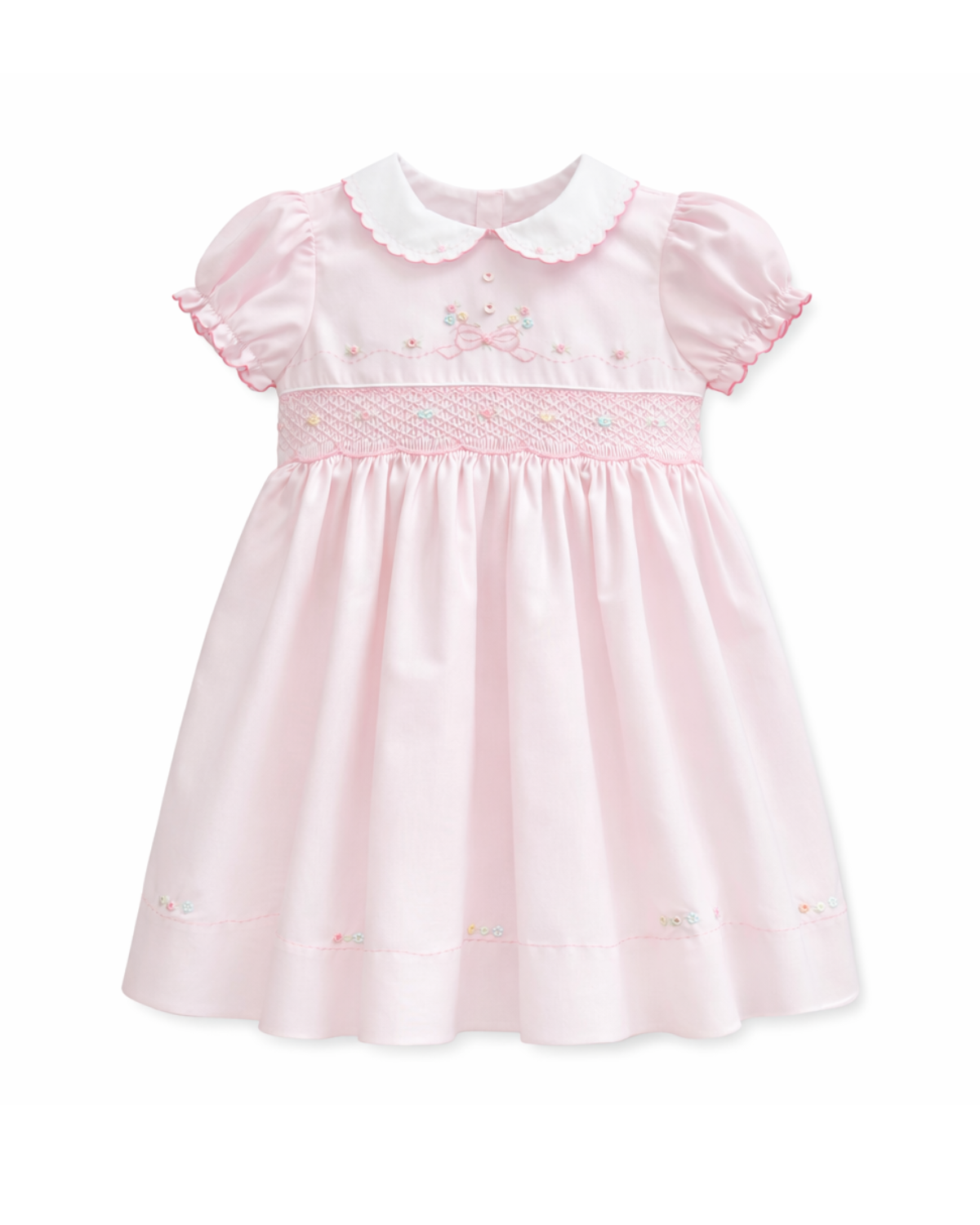 Girls Pink Smocked Dress