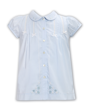 Baby Girls Blue Embroidered Dress