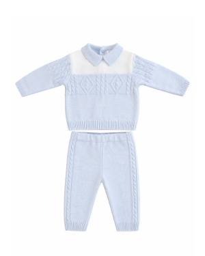 Boys Blue Knitted 2 Piece Set