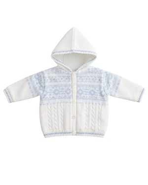 Baby Boys Ivory & Blue Knitted Jacket