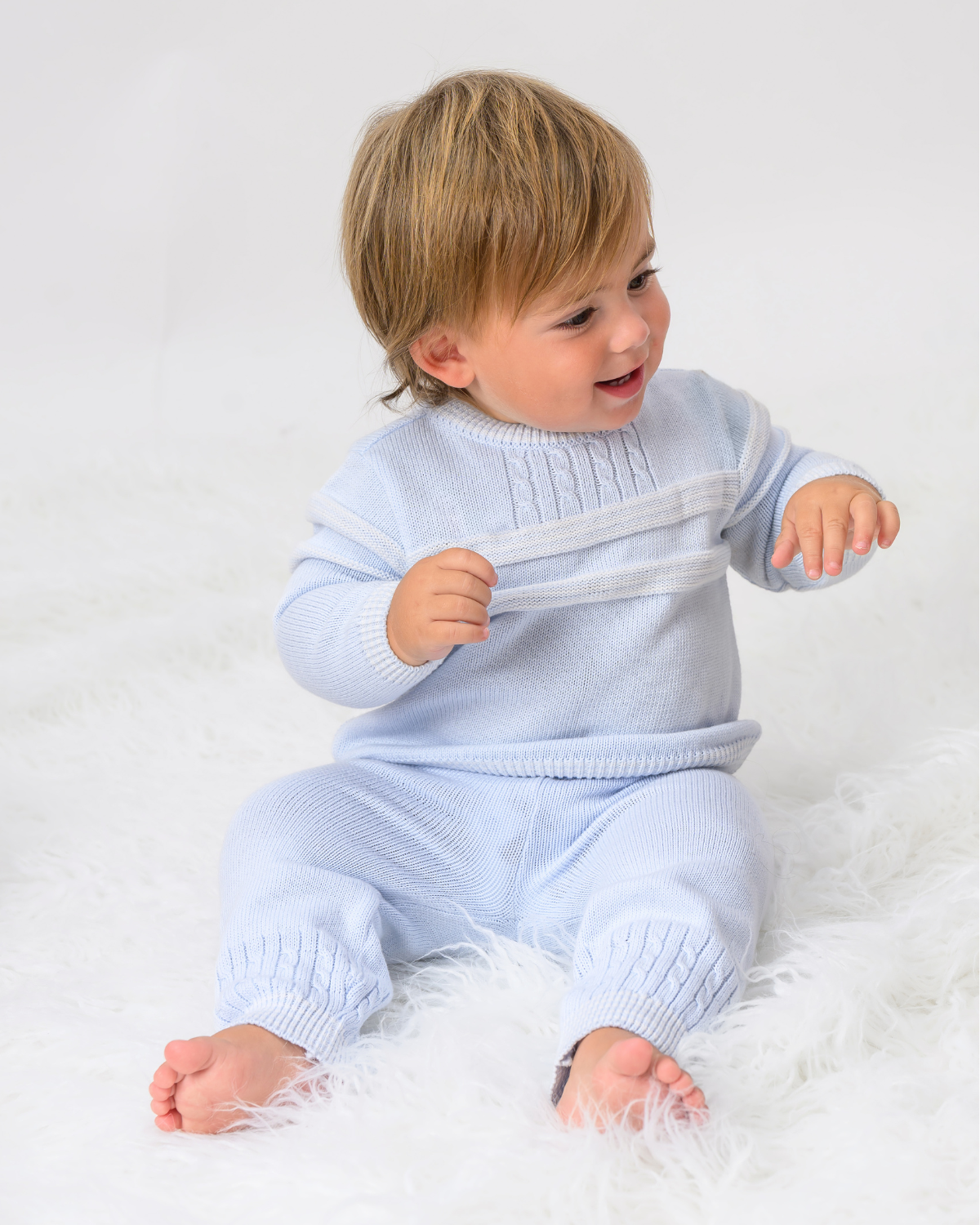 Boys Blue Knitted 2 Piece Set - Image 2