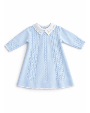 Girls Powder Blue Knitted Dress