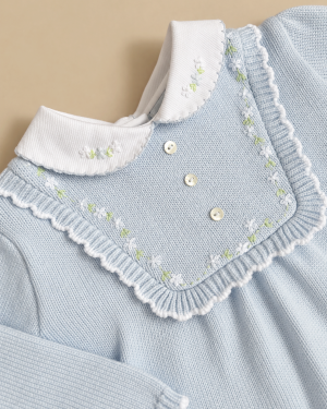 Girls Blue Knitted Top & Trouser Set
