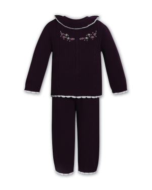Girls Plum Knitted 2 Piece Set