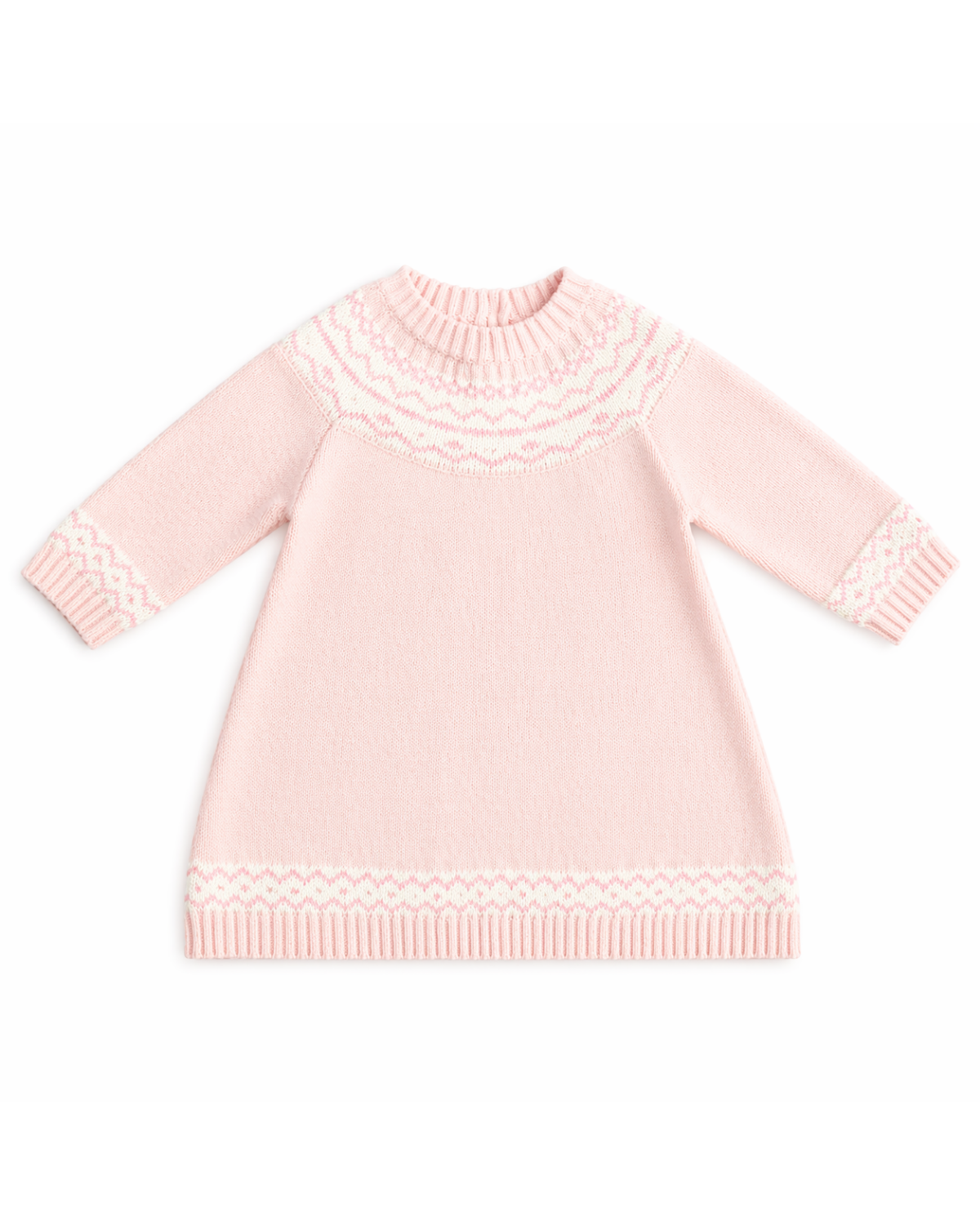 Baby Girls Pink Fair Isle Knitted Dress