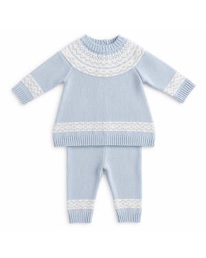 Girls Blue Fair Isle Knitted Two-Piece Set