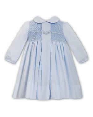 Girls Powder Blue Smocked Dress