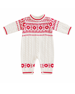 Baby Boys Ivory & Red Knitted Romper