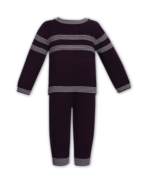 Boys Plum Knitted 2 Piece Set