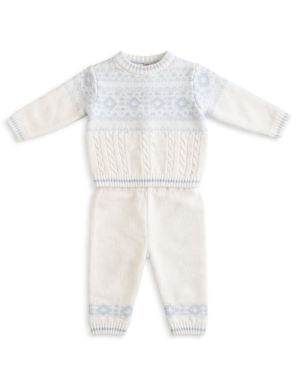 Boys Ivory Knitted Jumper & Trouser Set