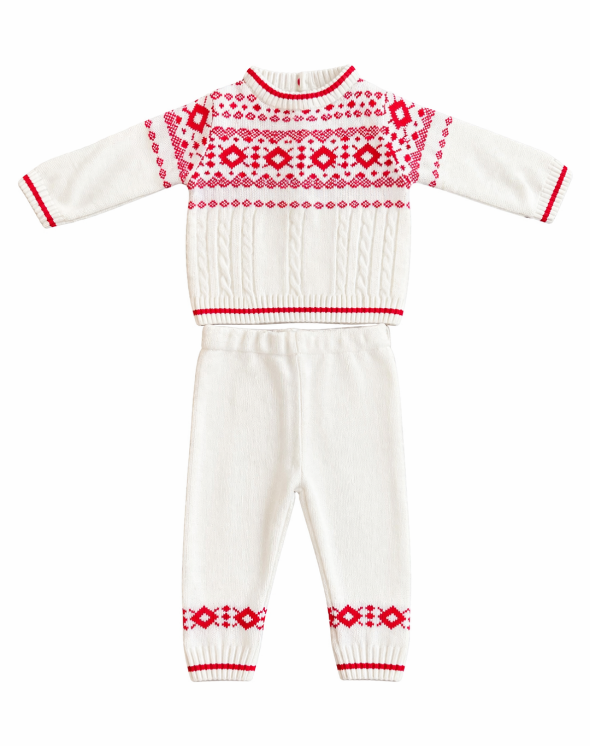 Boys Ivory Knitted Jumper and Trouser Set