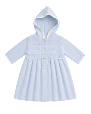 Girls Powder Blue Knitted Coat
