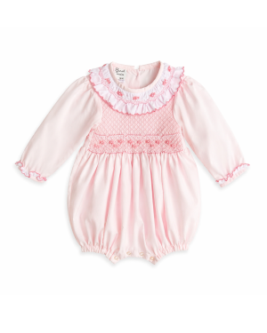 Baby Girls Smocked Ruffle Collar Bubble