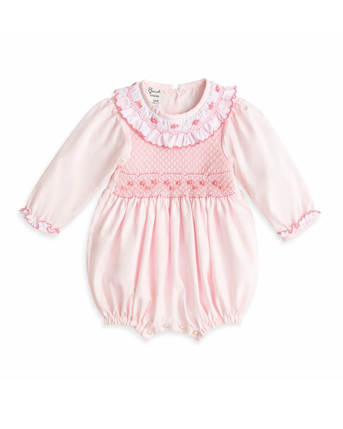 Baby Girls Smocked Ruffle Collar Bubble