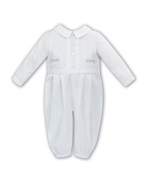 Baby Boys White Embroidered Romper