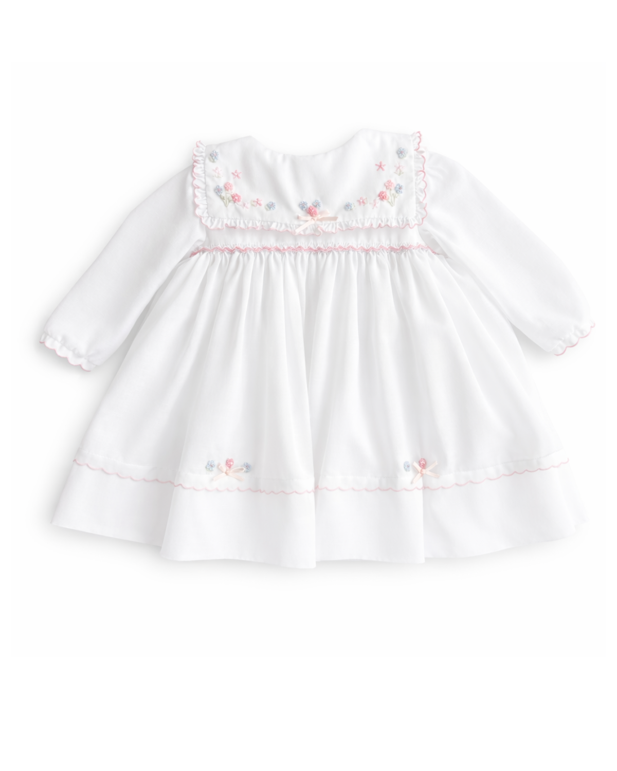 Girls White Hand-Embroidered Dress