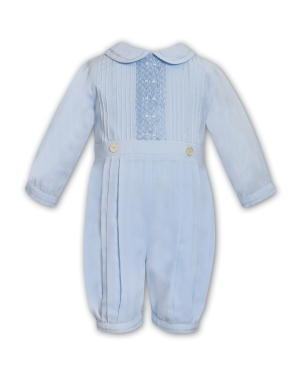 Baby Boys Pale Blue Smocked Romper