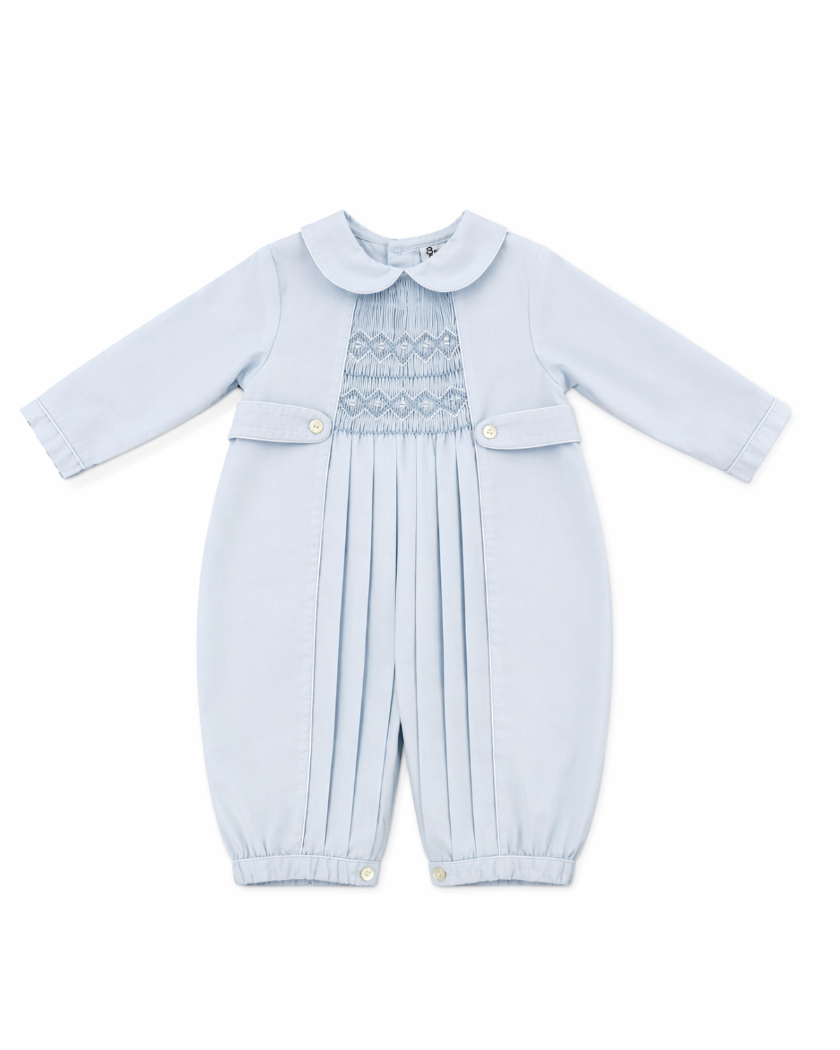 Baby Boys Blue Smocked Romper & Hat