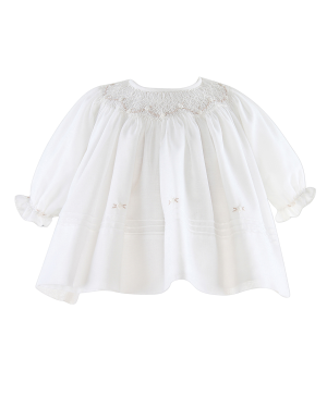 Baby Girls Ivory & Beige Smocked Dress
