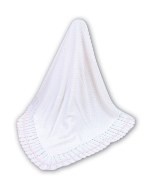 White and Pink Knitted Baby Shawl