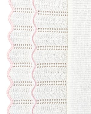 White and Pink Knitted Baby Shawl