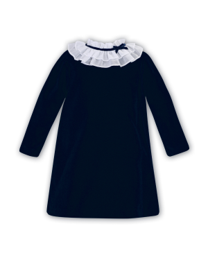 Girls Navy Velvet Dress