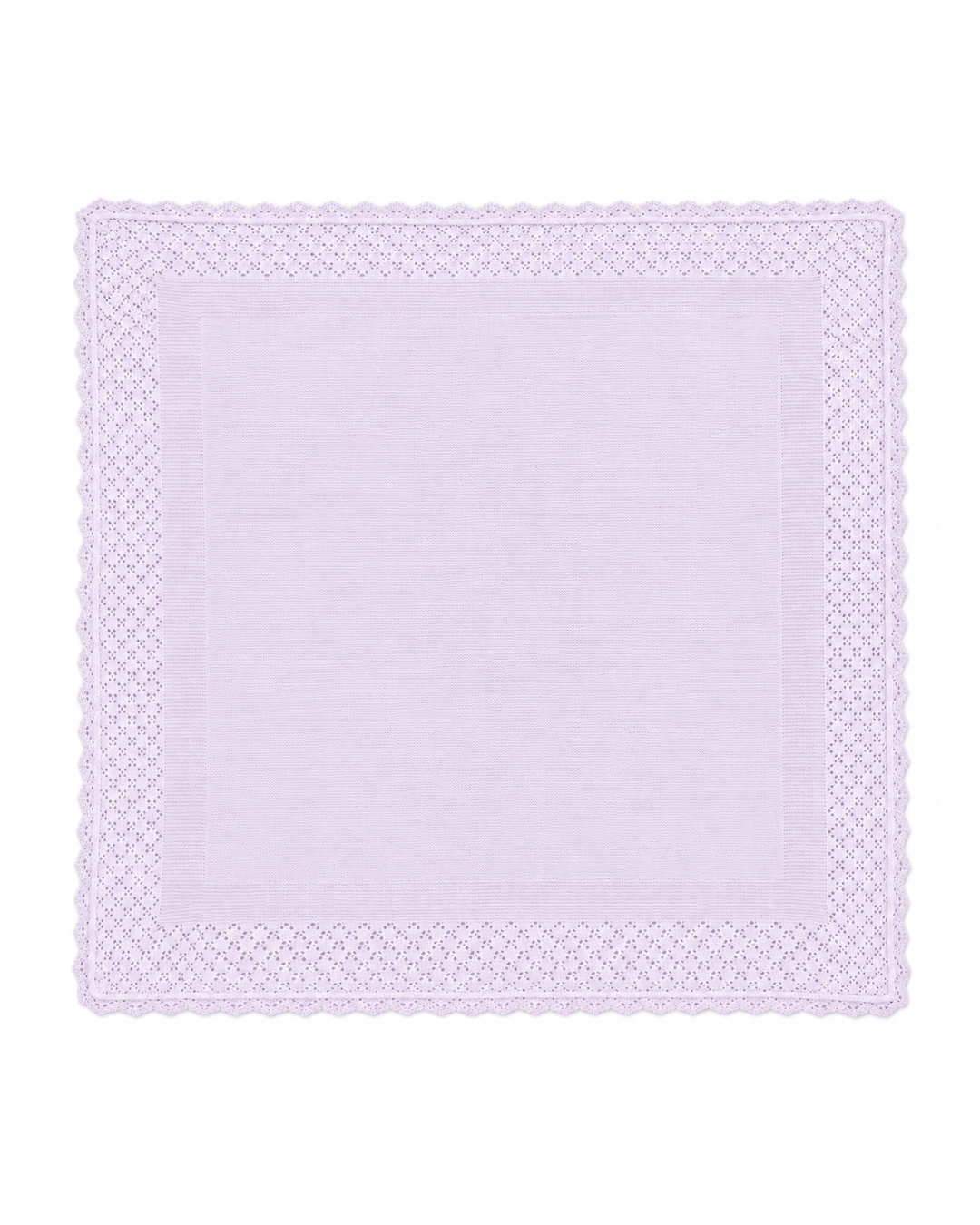 Lilac Knitted Baby Blanket with Delicate Lace Border - Image 5