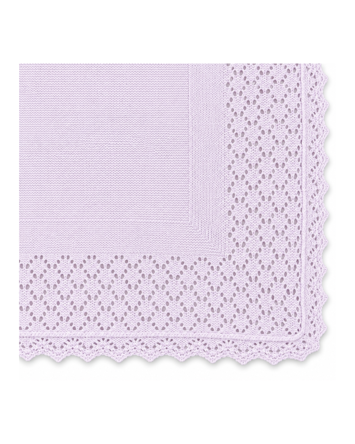 Lilac Knitted Baby Blanket with Delicate Lace Border - Image 4