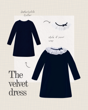 Girls Navy Velvet Dress