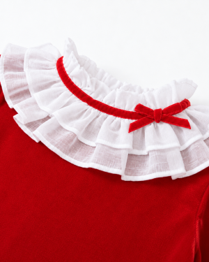 Girls Red Velvet Dress