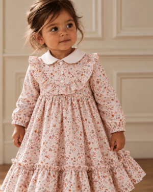 Girls Peach Floral Dress